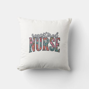 Registered Nurse Vintage Floral Typography Shirt D Cushion