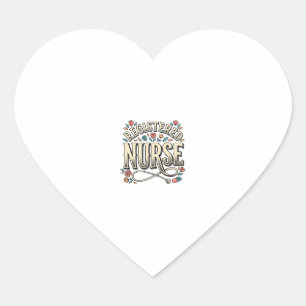 Registered Nurse Vintage Floral Typography Shirt D Heart Sticker