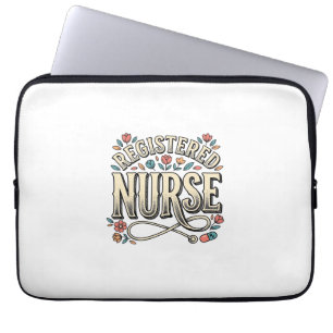 Registered Nurse Vintage Floral Typography Shirt D Laptop Sleeve