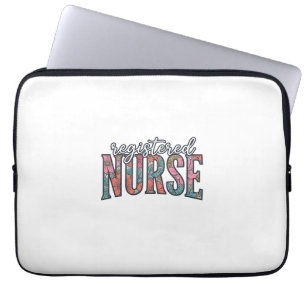 Registered Nurse Vintage Floral Typography Shirt D Laptop Sleeve
