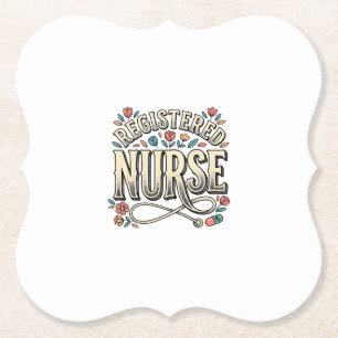 Registered Nurse Vintage Floral Typography Shirt D Paper Coaster