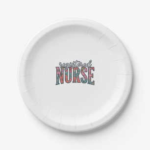Registered Nurse Vintage Floral Typography Shirt D Paper Plate
