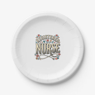 Registered Nurse Vintage Floral Typography Shirt D Paper Plate