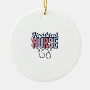Registered Nurse Vintage Vector Shirt Design_1 Ceramic Tree Decoration