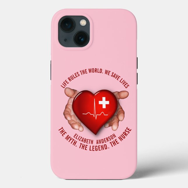 Registered Nurse With Red Heart In Hands Case-Mate iPhone Case (Back)