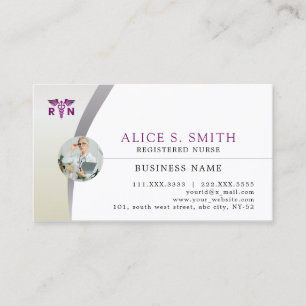 Registered Nurse with RN Logo and Photo Business Card