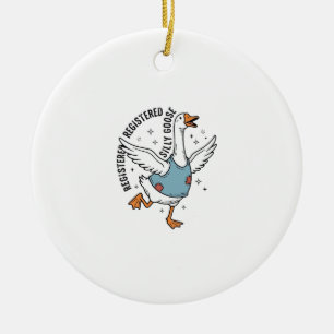 Registered Silly Goose Vintage Vector Shirt Design Ceramic Tree Decoration