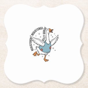 Registered Silly Goose Vintage Vector Shirt Design Paper Coaster