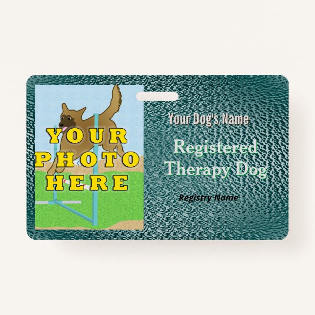 Registered Therapy Dog - Dark Green Badge ID Badge (Front)