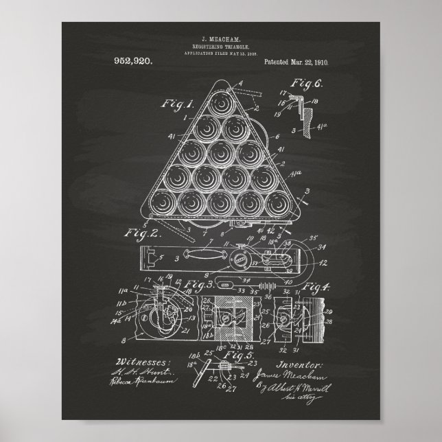 Registering Triangle 1910 Patent Art - Chalkboard Poster (Front)
