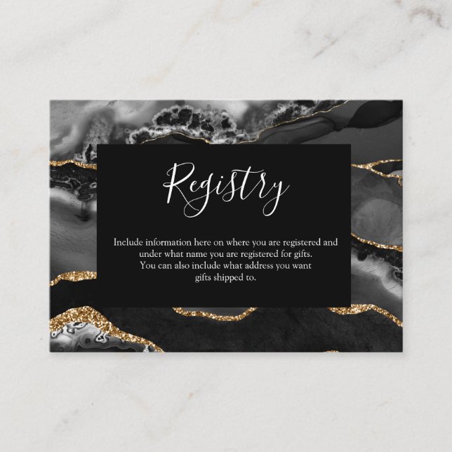 Registry Card Formal Classic Black Agate Gold  (Front)