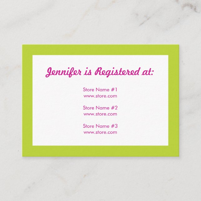 Registry Card - Green and Pink Polka Dots (Front)