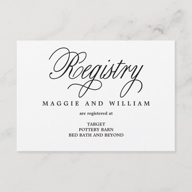 Registry Cards - Elegant Script (Front)