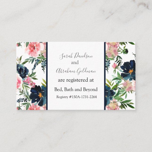 Registry Cards Wedding Enclosure Card Floral (Front)
