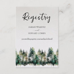Registry Enclosure Card. Rustic Watercolor Forest 