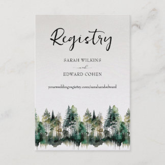 Registry Enclosure Card. Rustic Watercolor Forest  Card