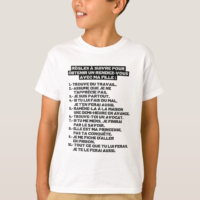 Regles pour un rv avec ma fille T-Shirt (Front)
