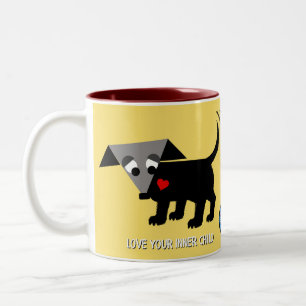 Rego Berto Mug, "Love Your Inner Child." Two-Tone Coffee Mug