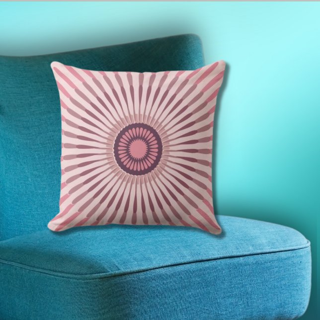 Regular Centred Pink Star Flower Cushion (Light Pink Star Flower Throw Pillow)