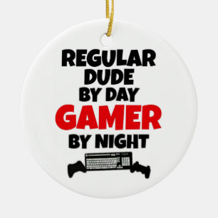 Regular Dude by Day Gamer by Night Ceramic Tree Decoration
