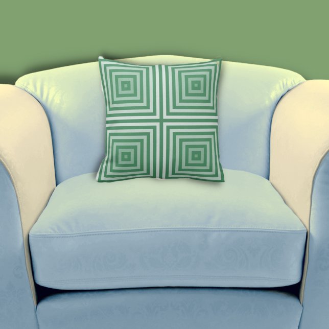 Regular Geometric Green Nested Box Pattern Cushion (Regular Geometric Green Nested Box Pattern Throw Pillow, Living Room)
