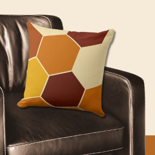 Regular Geometric Orange Hexagon Pattern Cushion