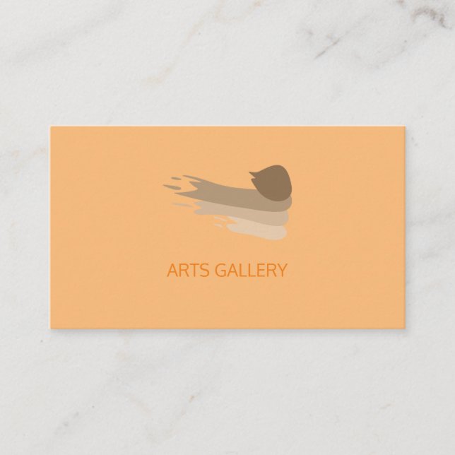 Regular Orange Art Brushstrokes Logo Business Card (Front)
