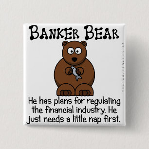 Regulating the financial industry 15 cm square badge