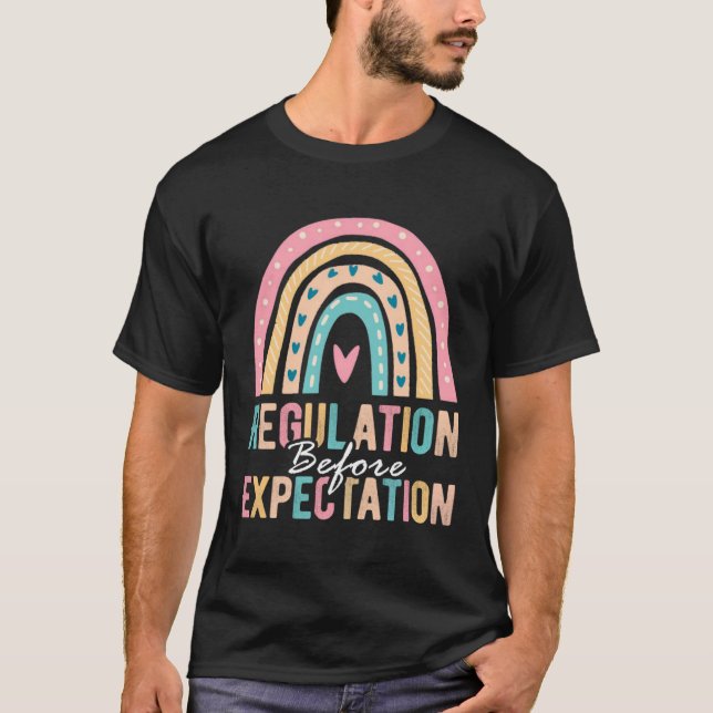 Regulation Before Expectation Retro Neurodiversity T-Shirt (Front)