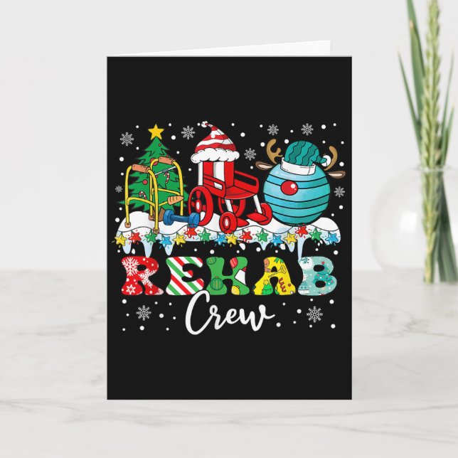 Rehab Crew Wheelchair Santa Reindeer Rehab Nurse C Card (Front)