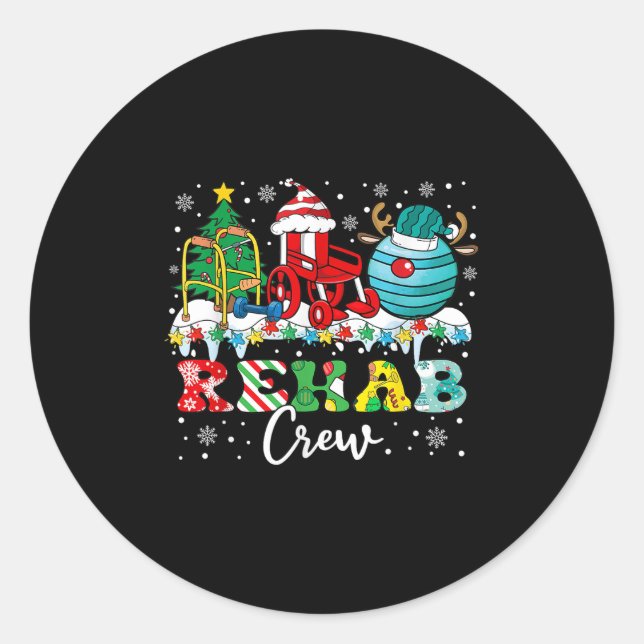 Rehab Crew Wheelchair Santa Reindeer Rehab Nurse C Classic Round Sticker (Front)