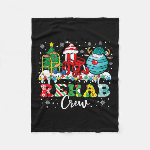 Rehab Crew Wheelchair Santa Reindeer Rehab Nurse C Fleece Blanket