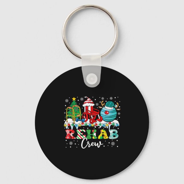 Rehab Crew Wheelchair Santa Reindeer Rehab Nurse C Key Ring (Front)