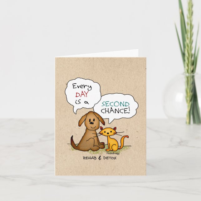 Rehab & Detox Cartoon: Recovery Sobriety DrugFree Card (Front)