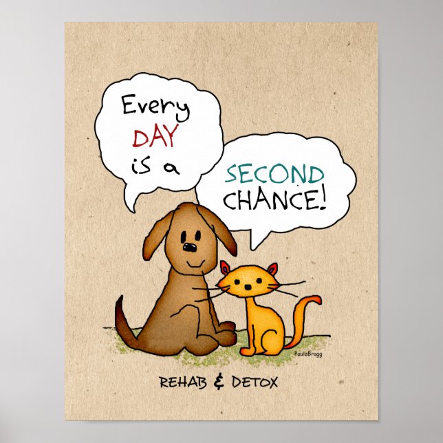 Rehab & Detox Cartoon: Recovery Sobriety DrugFree Poster (Front)