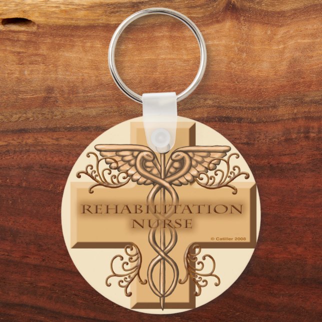 Rehab Nurse Caduceus Key Ring (Front)