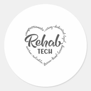Rehab tech, rehabilitation, rehab classic round sticker