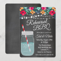 Rehearsal BBQ Mason Jar Invitation