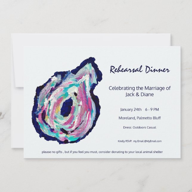 Rehearsal Diiner/Oyster Roast Party Invitation (Front)
