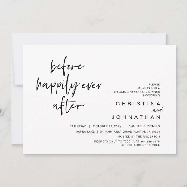 Rehearsal Dinner, Before Happily ever after Invita Invitation (Front)