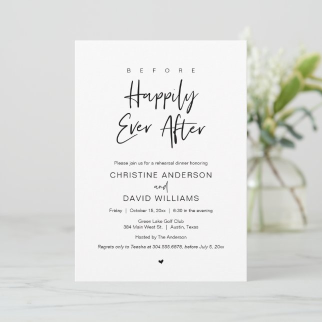 Rehearsal Dinner, Before Happily Ever After  Invitation (Standing Front)