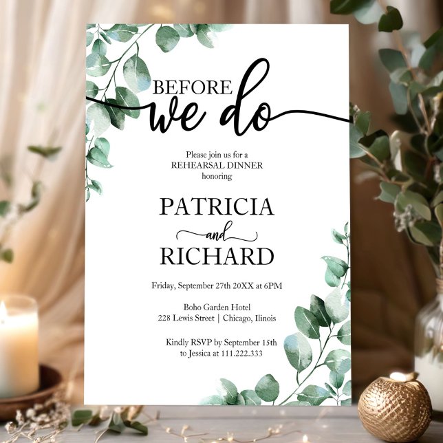 Rehearsal Dinner Before We Do Greenery Invitation (Creator Uploaded)