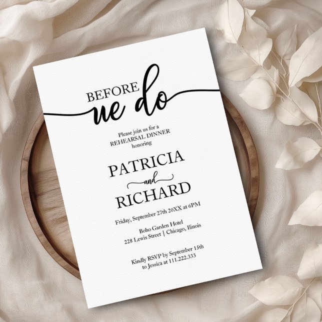 Rehearsal Dinner Before We Do Simple Elegant  Invitation (Creator Uploaded)