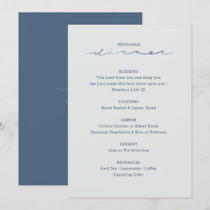 Rehearsal Dinner Blue Christian Wedding Menu