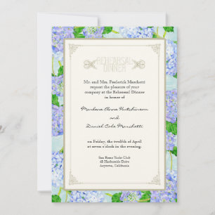Rehearsal Dinner - Blue Hydrangea Lace Floral Invitation