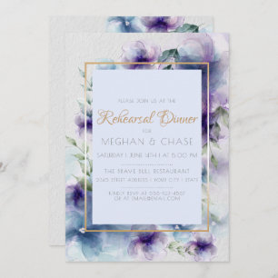 Rehearsal Dinner    Blue-Violet Watercolor Floral Invitation