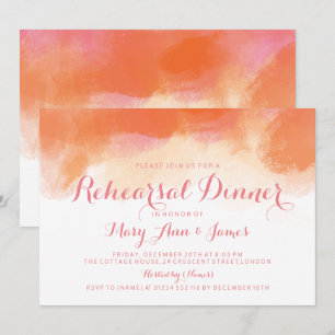 Rehearsal Dinner Blush Pink Coral Watercolor Invitation