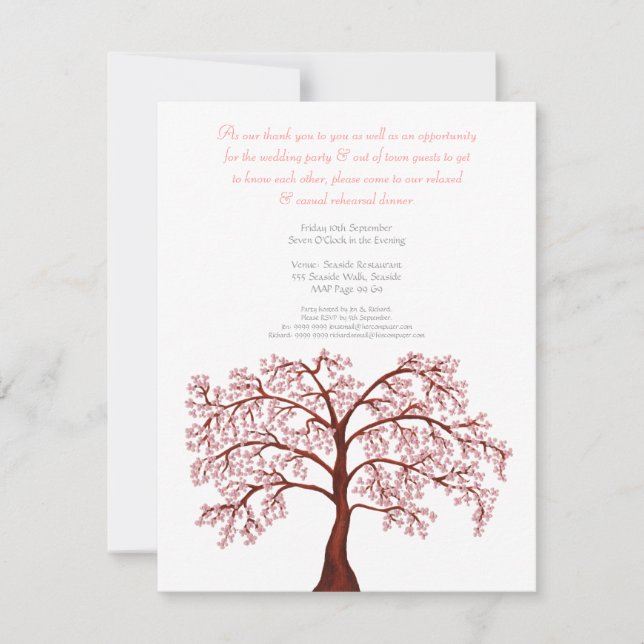 Rehearsal Dinner Cherry Blossom Sakura Tree Invite (Front)