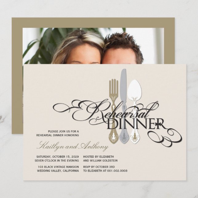 Rehearsal Dinner Classic Scrolls 2 Wedding Invite (Front/Back)
