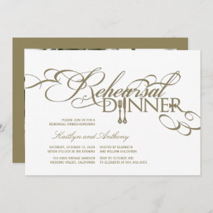 Rehearsal Dinner Classic Scrolls Wedding Invite